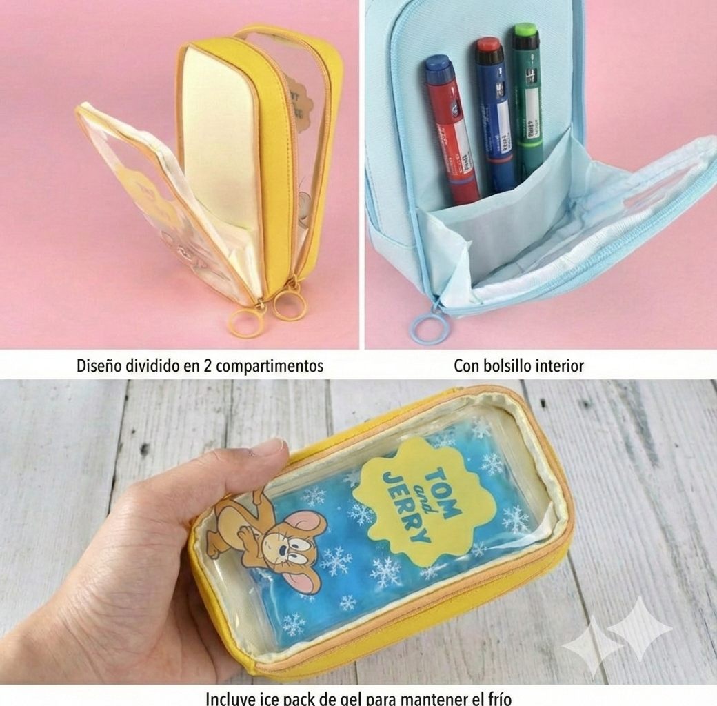 🐭 Estuche para Insulina Tom y Jerry con Gel Enfriador ❄️