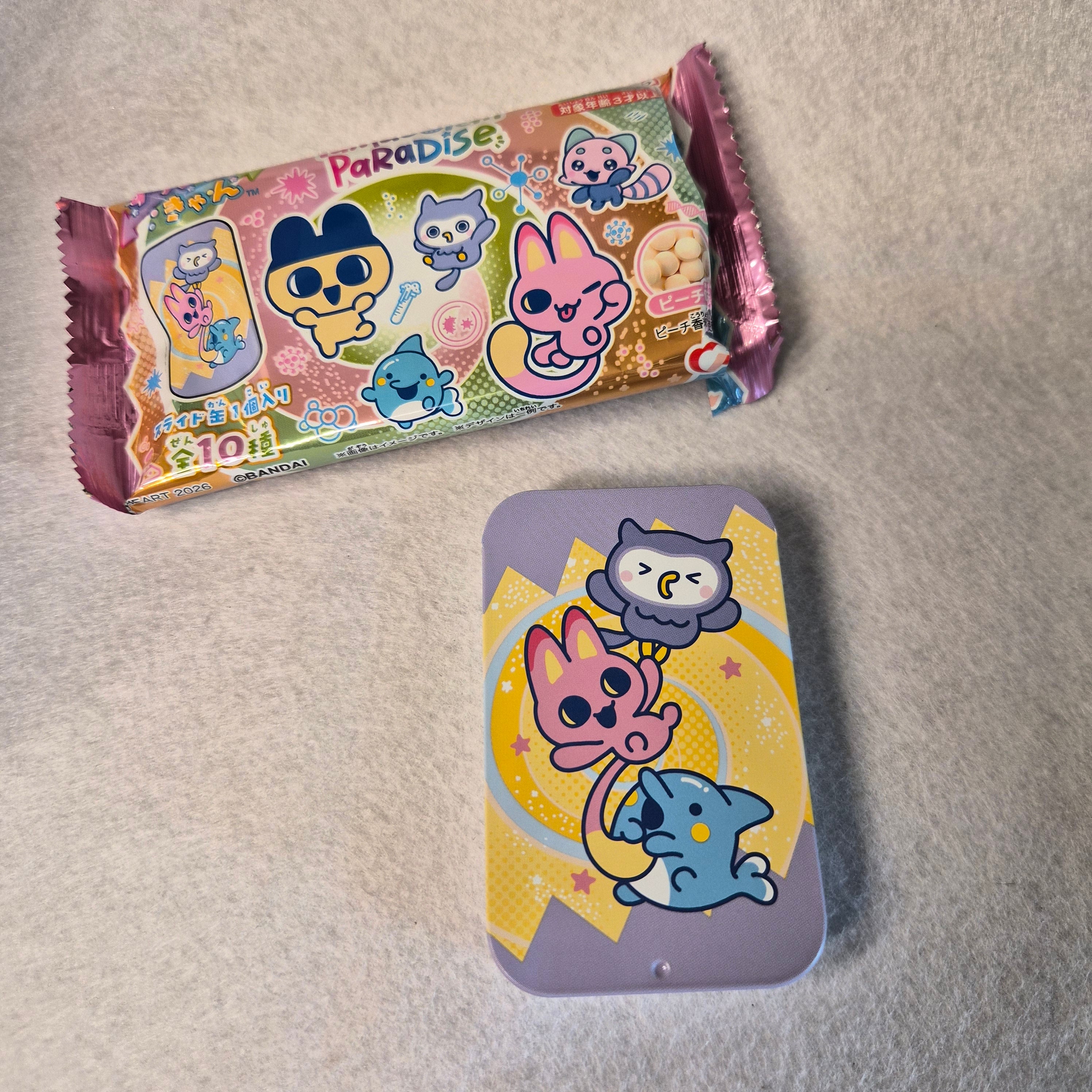 🍬 Tamagotchi Paradise Slide Can & Candy - Bandai / Heart ✨